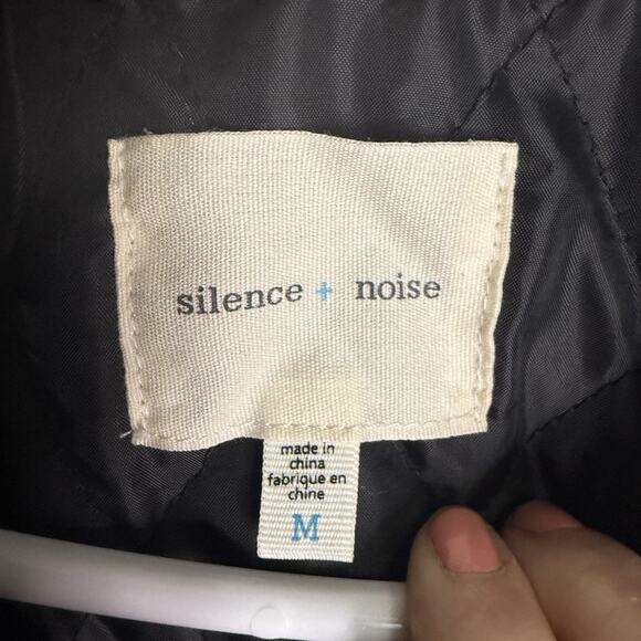 Silence + Noise Black Flower Bomber Jacket~Size Medium - Picture 4 of 12